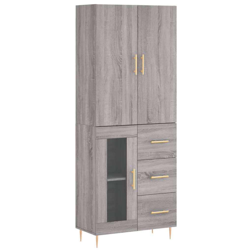 Highboard Grau Sonoma 69,5x34x180 cm Holzwerkstoff