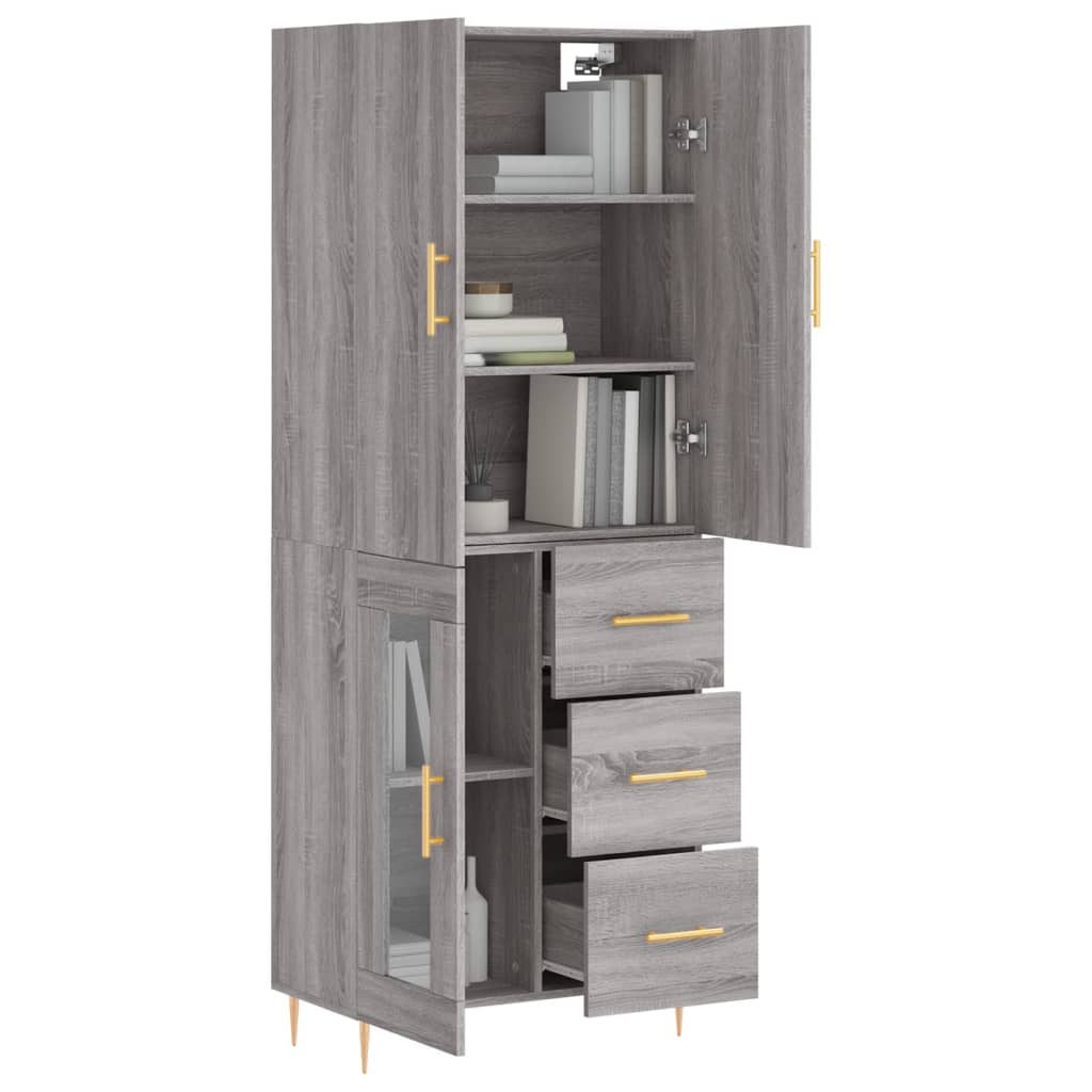 Highboard Grau Sonoma 69,5x34x180 cm Holzwerkstoff