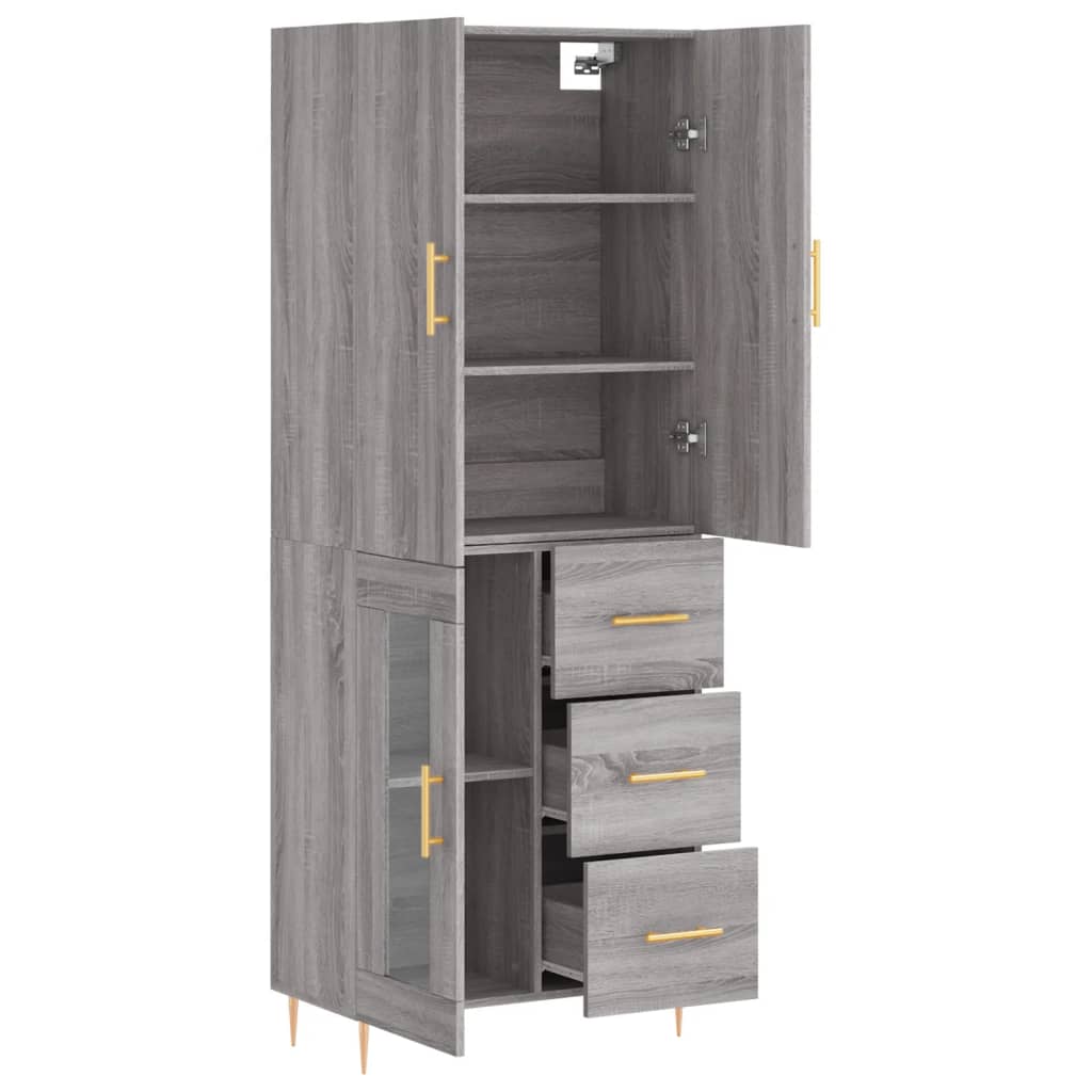 Highboard Grau Sonoma 69,5x34x180 cm Holzwerkstoff