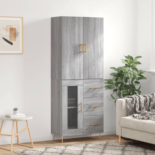 Highboard Grau Sonoma 69,5x34x180 cm Holzwerkstoff