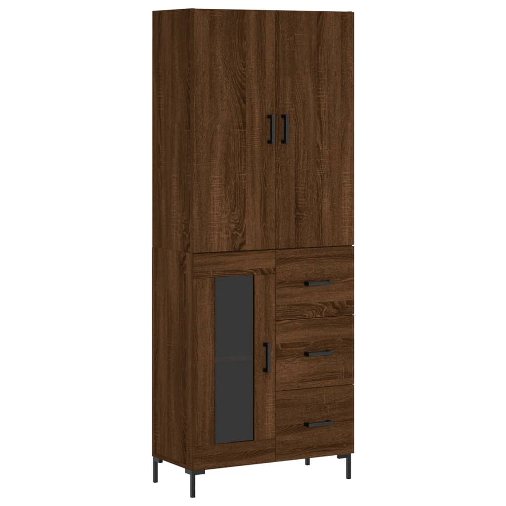 Highboard Braun Eichen-Optik 69,5x34x180 cm Holzwerkstoff