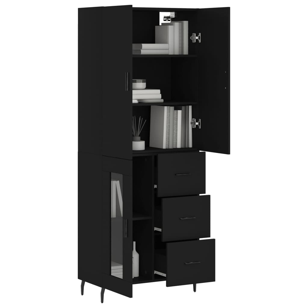 Highboard Schwarz 69,5x34x180 cm Holzwerkstoff