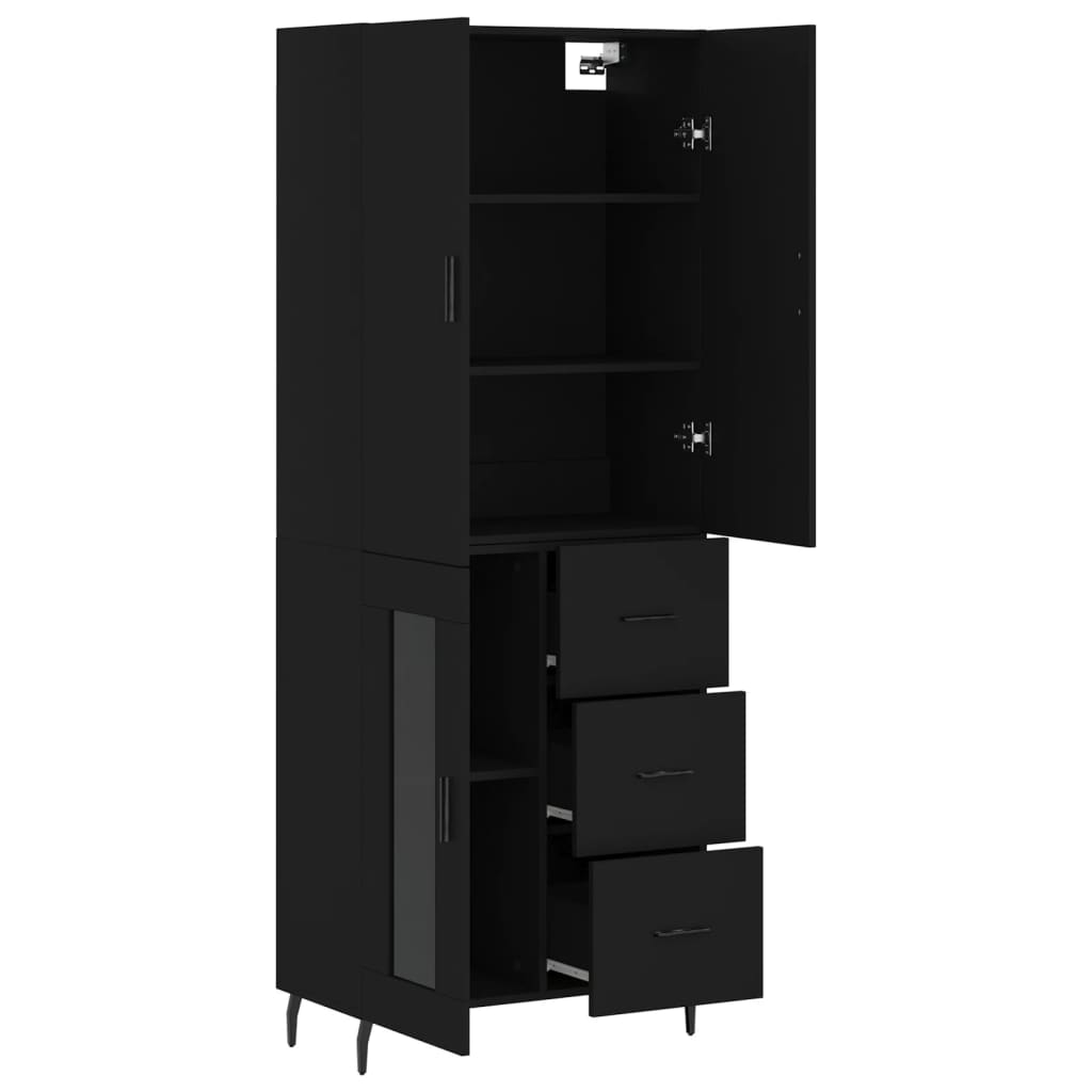 Highboard Schwarz 69,5x34x180 cm Holzwerkstoff