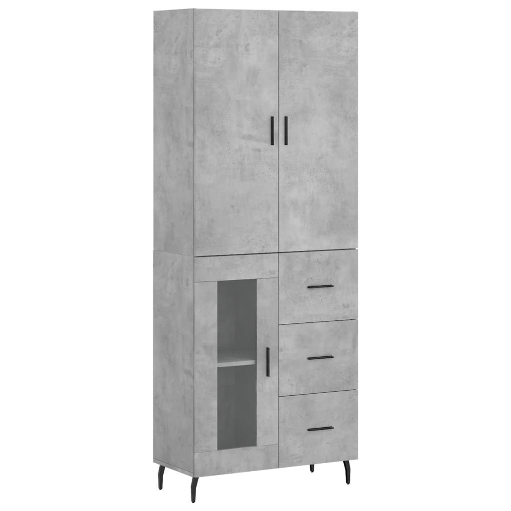 Highboard Betongrau 69,5x34x180 cm Holzwerkstoff