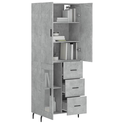 Highboard Betongrau 69,5x34x180 cm Holzwerkstoff