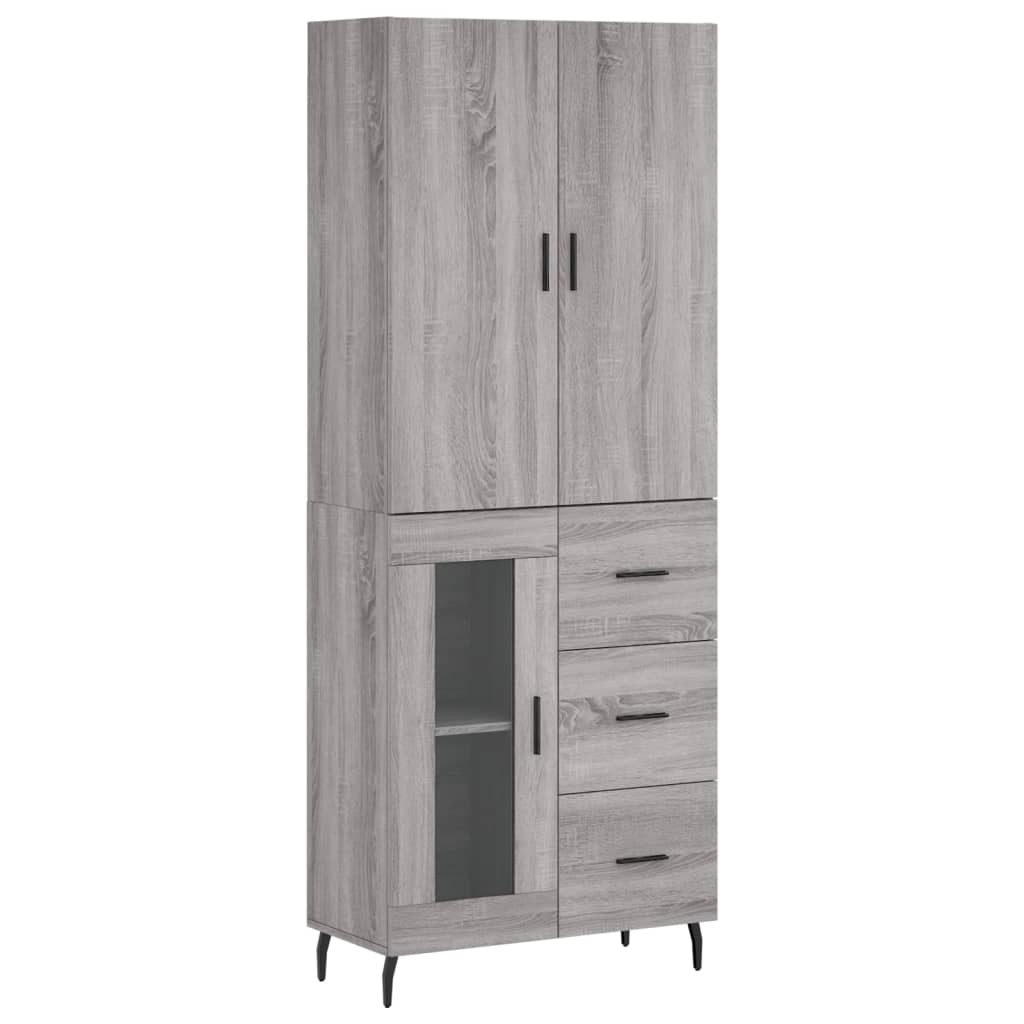 Highboard Grau Sonoma 69,5x34x180 cm Holzwerkstoff