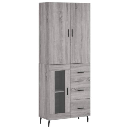 Highboard Grau Sonoma 69,5x34x180 cm Holzwerkstoff