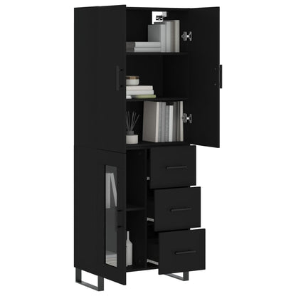 Highboard Schwarz 69,5x34x180 cm Holzwerkstoff