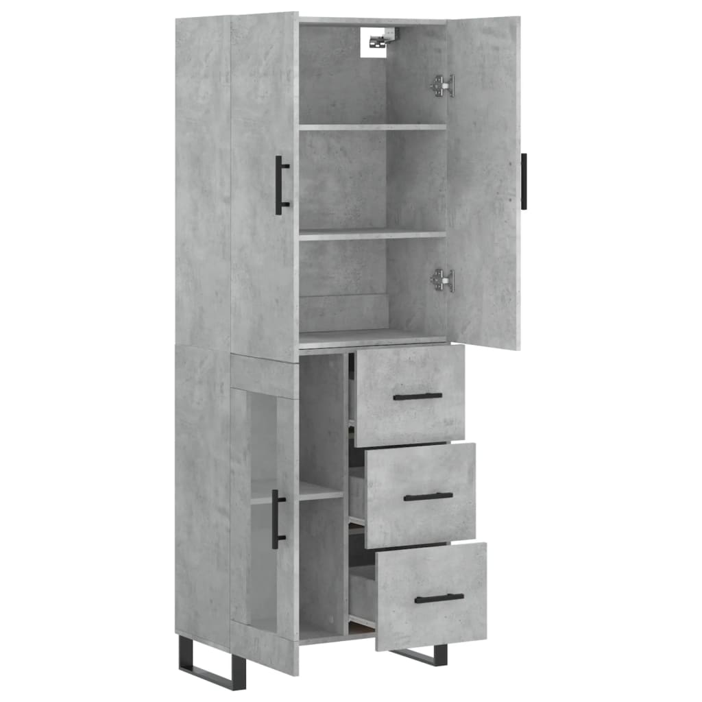 Highboard Betongrau 69,5x34x180 cm Holzwerkstoff