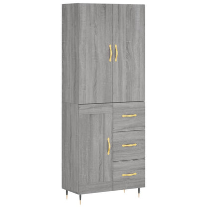 Highboard Grau Sonoma 69,5x34x180 cm Holzwerkstoff