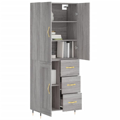 Highboard Grau Sonoma 69,5x34x180 cm Holzwerkstoff