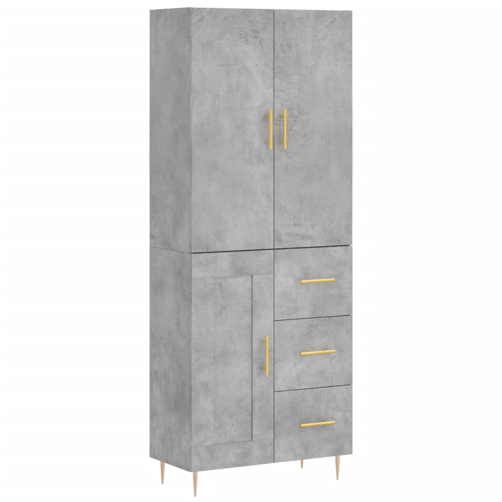 Highboard Betongrau 69,5x34x180 cm Holzwerkstoff