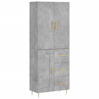 Highboard Betongrau 69,5x34x180 cm Holzwerkstoff