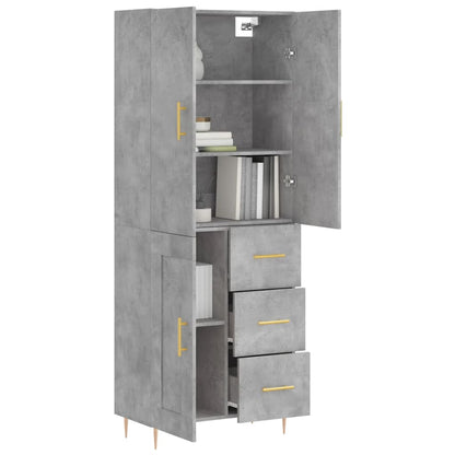 Highboard Betongrau 69,5x34x180 cm Holzwerkstoff