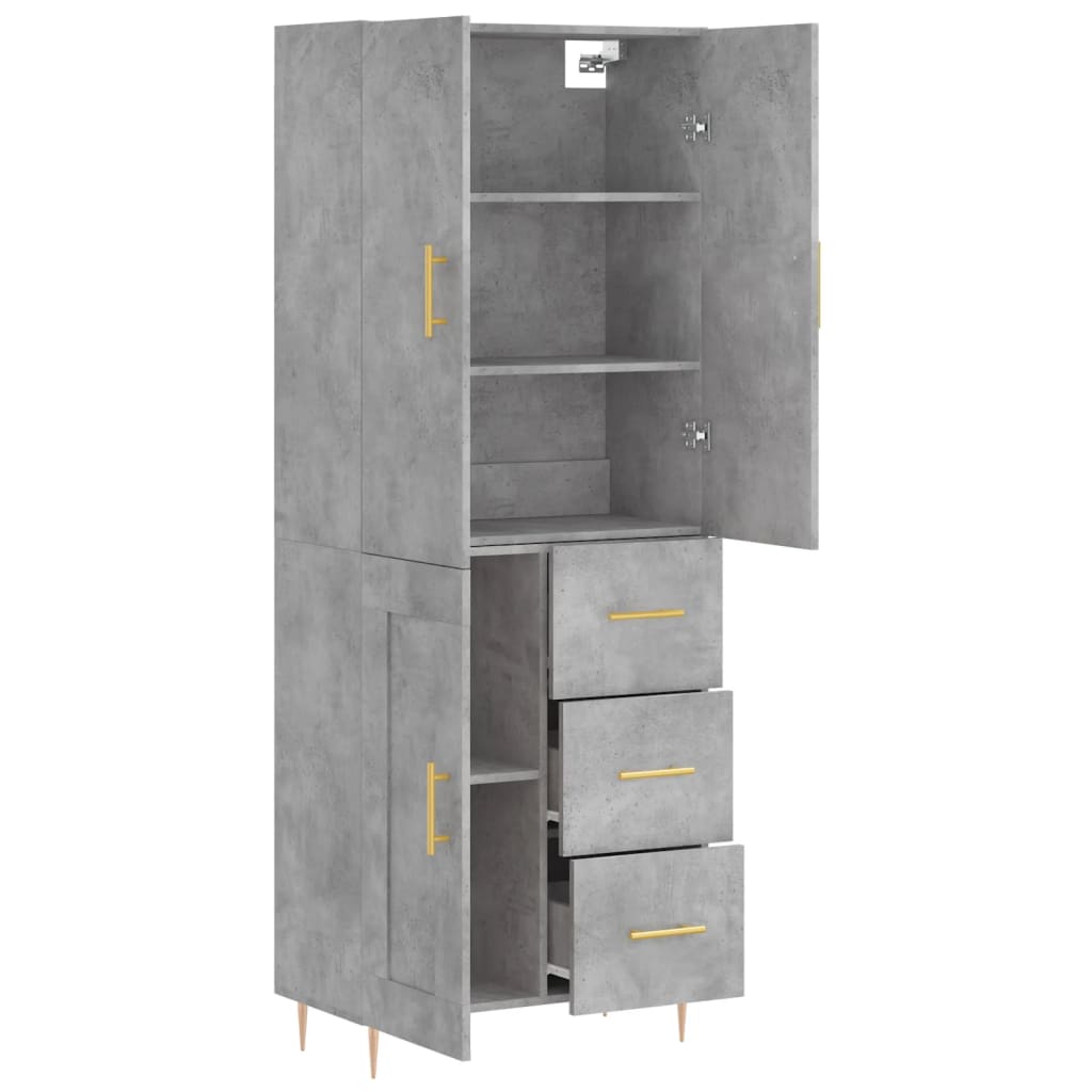 Highboard Betongrau 69,5x34x180 cm Holzwerkstoff