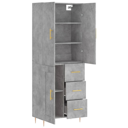 Highboard Betongrau 69,5x34x180 cm Holzwerkstoff