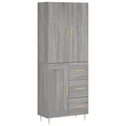 Highboard Grau Sonoma 69,5x34x180 cm Holzwerkstoff