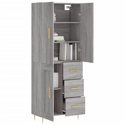 Highboard Grau Sonoma 69,5x34x180 cm Holzwerkstoff