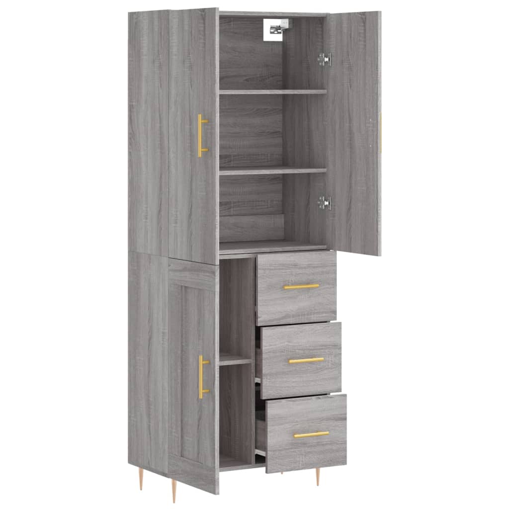 Highboard Grau Sonoma 69,5x34x180 cm Holzwerkstoff