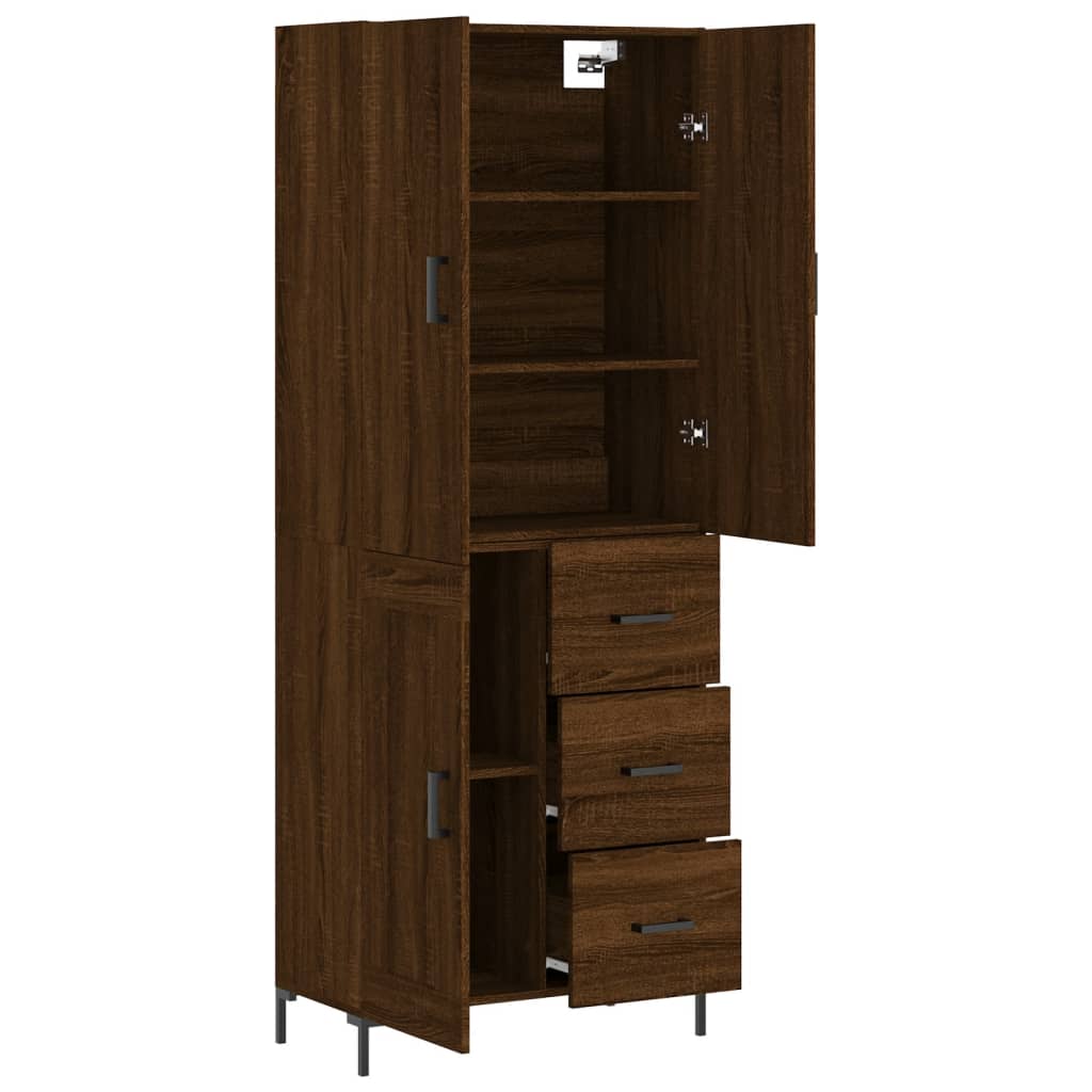 Highboard Braun Eichen-Optik 69,5x34x180 cm Holzwerkstoff