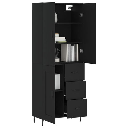 Highboard Schwarz 69,5x34x180 cm Holzwerkstoff