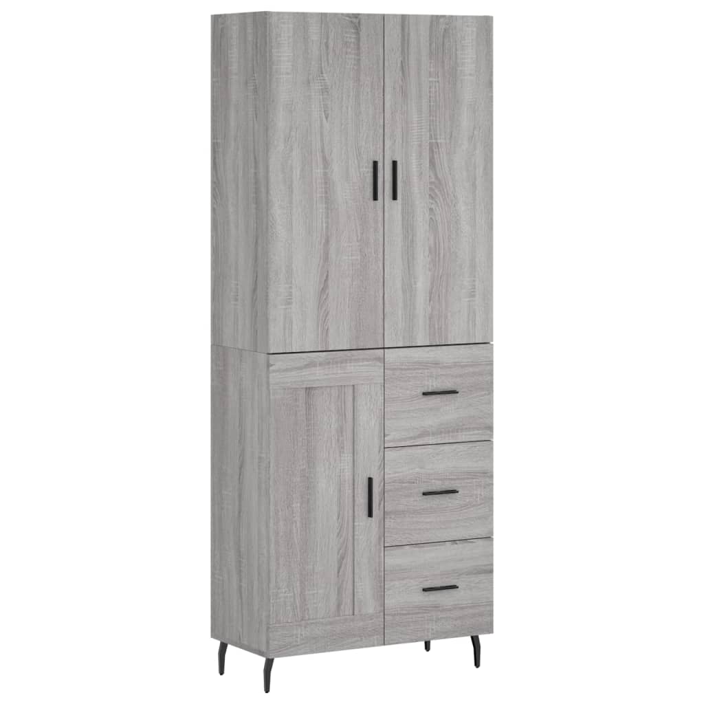 Highboard Grau Sonoma 69,5x34x180 cm Holzwerkstoff