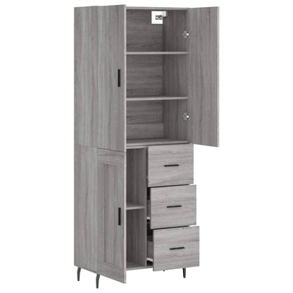 Highboard Grau Sonoma 69,5x34x180 cm Holzwerkstoff