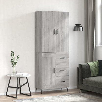 Highboard Grau Sonoma 69,5x34x180 cm Holzwerkstoff