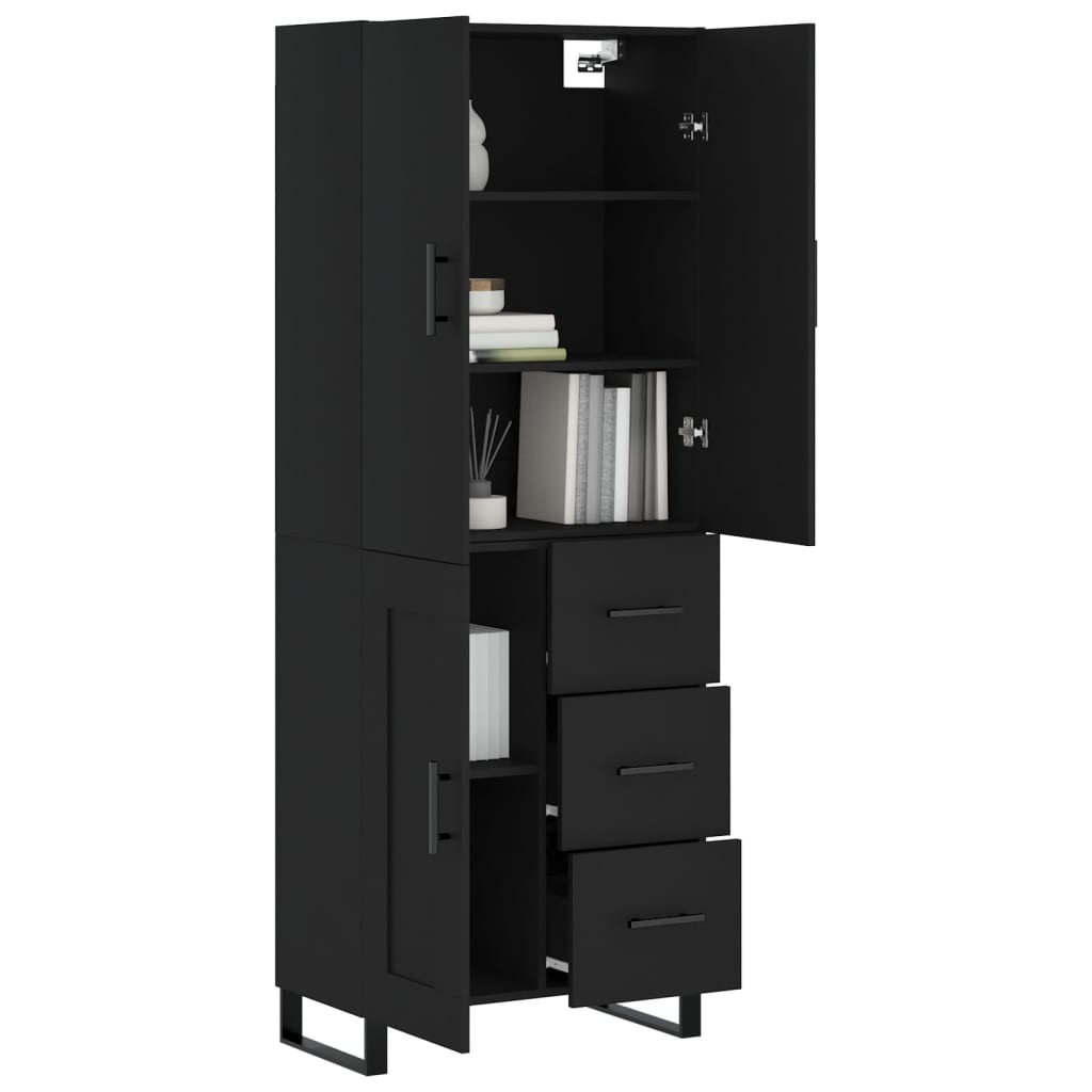 Highboard Schwarz 69,5x34x180 cm Holzwerkstoff