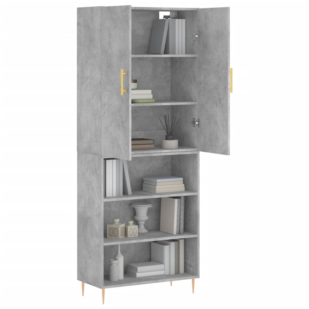 Highboard Betongrau 69,5x34x180 cm Holzwerkstoff