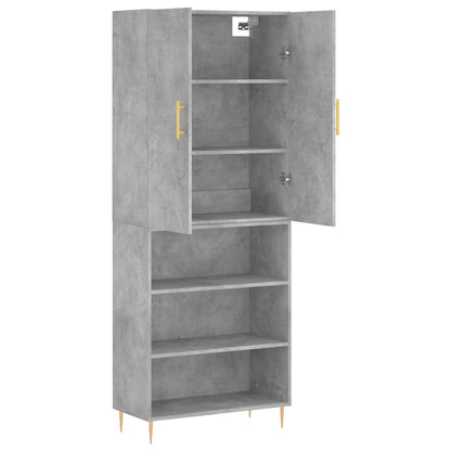 Highboard Betongrau 69,5x34x180 cm Holzwerkstoff