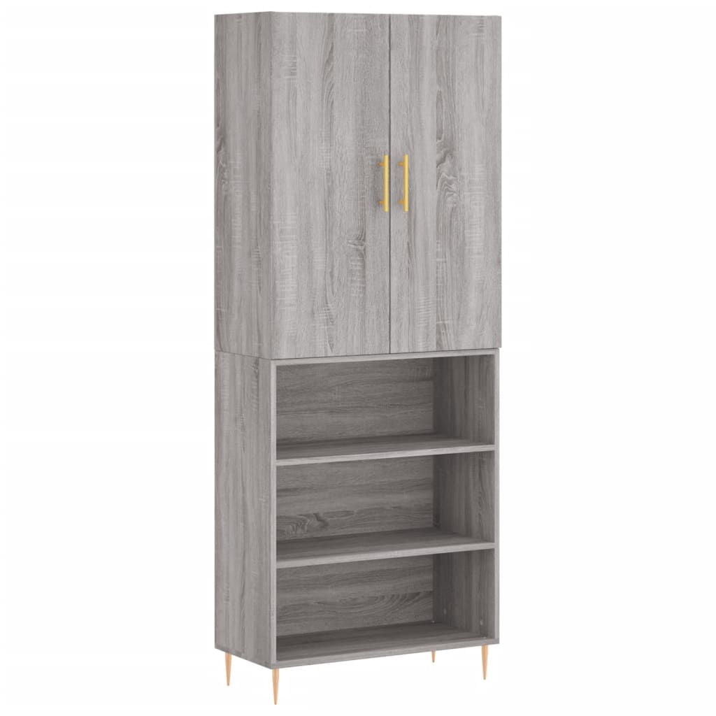 Highboard Grau Sonoma 69,5x34x180 cm Holzwerkstoff