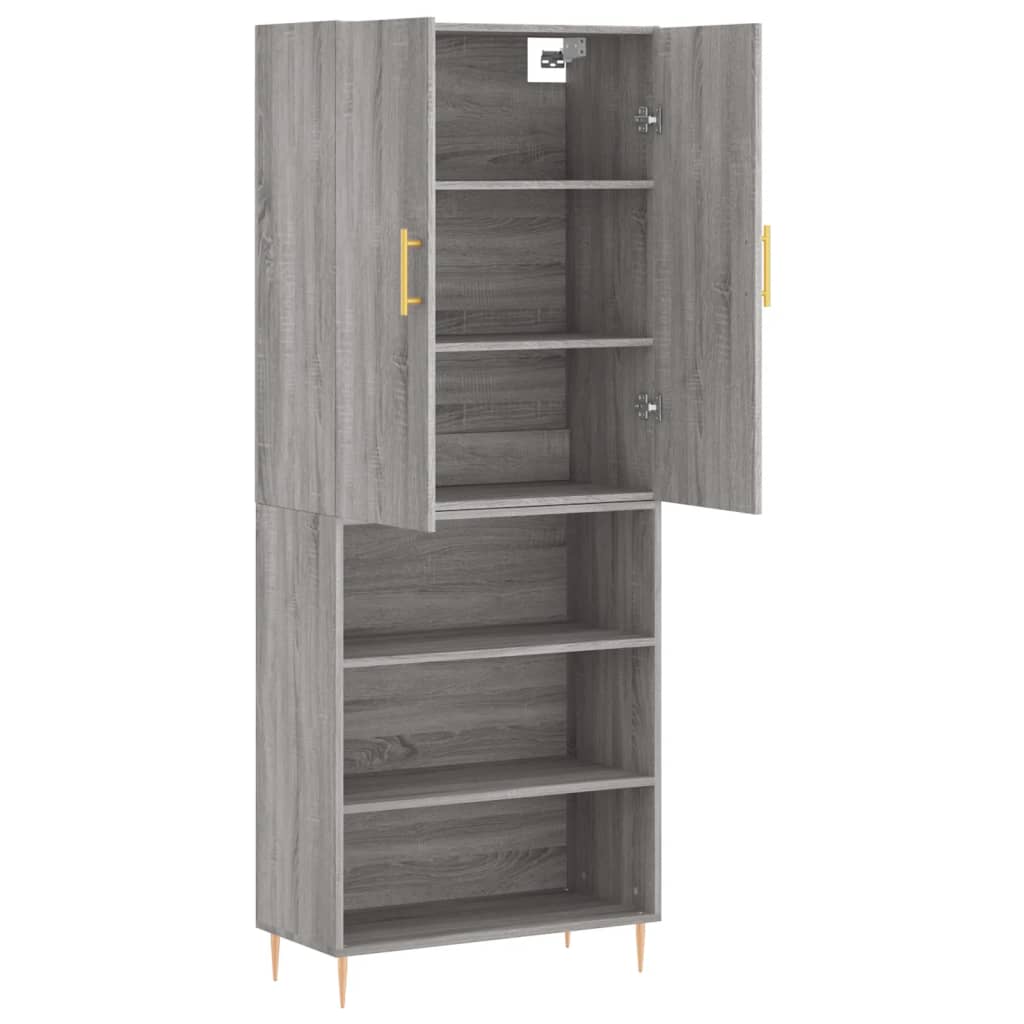 Highboard Grau Sonoma 69,5x34x180 cm Holzwerkstoff