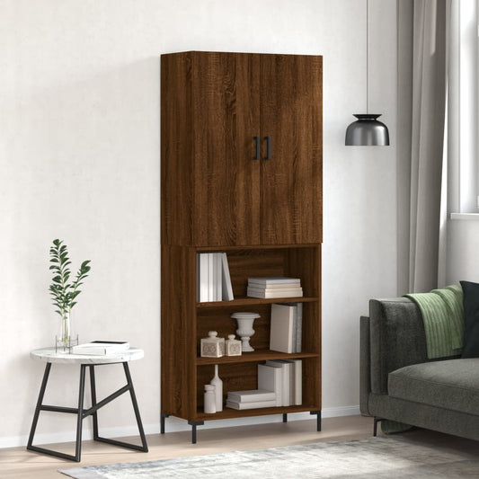 Highboard Braun Eichen-Optik 69,5x34x180 cm Holzwerkstoff