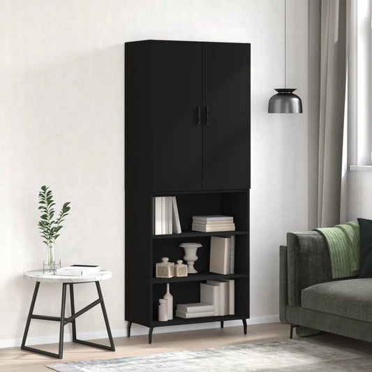 Highboard Schwarz 69,5x34x180 cm Holzwerkstoff