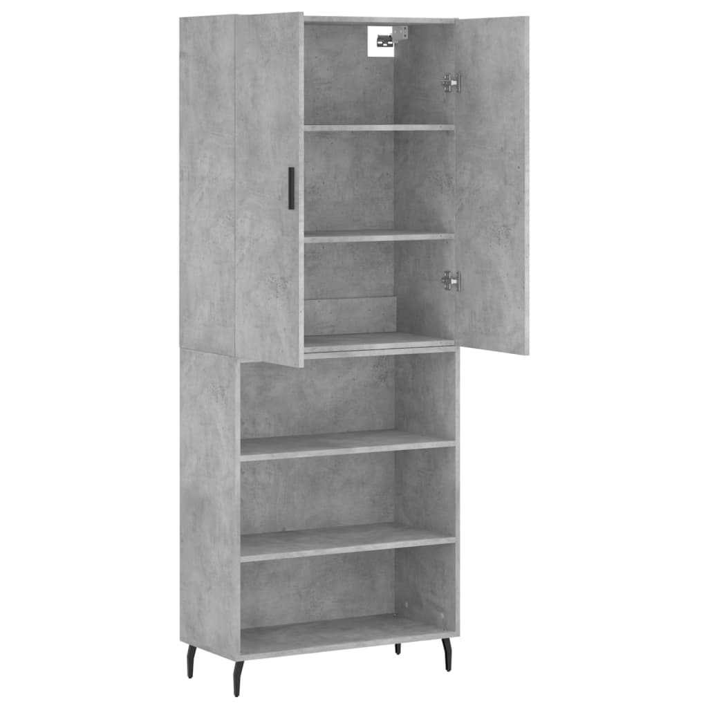 Highboard Betongrau 69,5x34x180 cm Holzwerkstoff