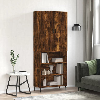 Highboard Räuchereiche 69,5x34x180 cm Holzwerkstoff