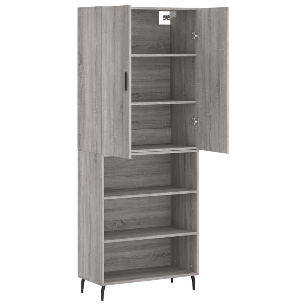 Highboard Grau Sonoma 69,5x34x180 cm Holzwerkstoff