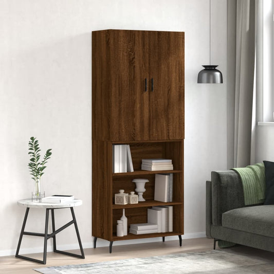 Highboard Braun Eichen-Optik 69,5x34x180 cm Holzwerkstoff