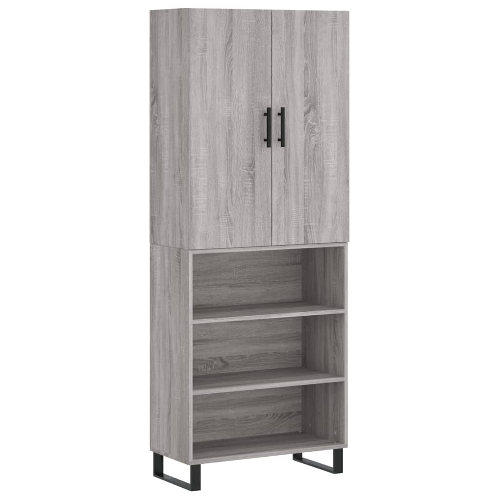 Highboard Grau Sonoma 69,5x34x180 cm Holzwerkstoff