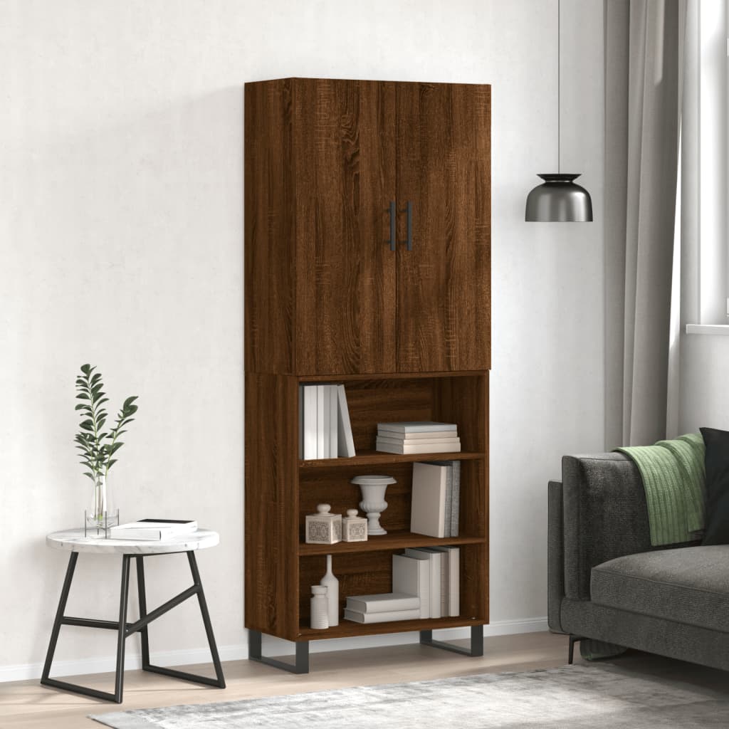 Highboard Braun Eichen-Optik 69,5x34x180 cm Holzwerkstoff