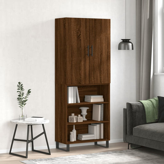 Highboard Braun Eichen-Optik 69,5x34x180 cm Holzwerkstoff