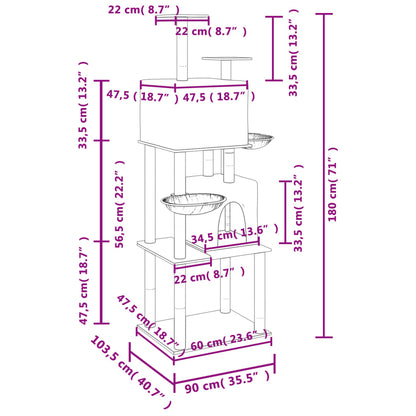 Kratzbaum mit Sisal-Kratzsäulen Hellgrau 180 cm