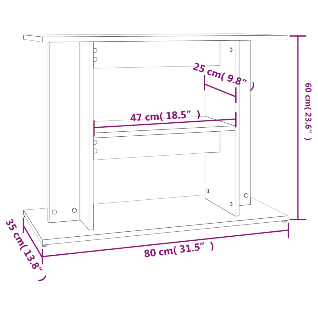 Aquariumständer Sonoma-Eiche 80x35x60 cm Holzwerkstoff