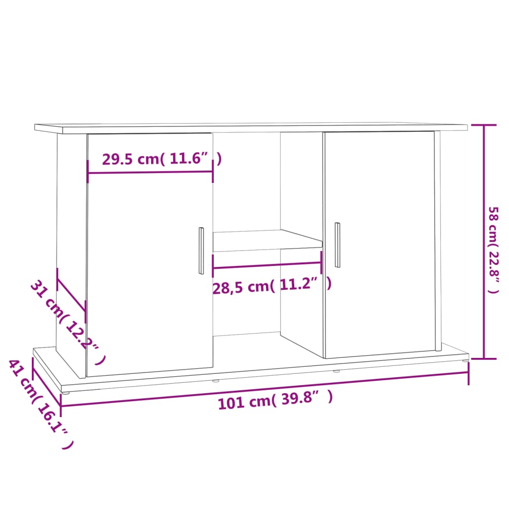 Aquariumständer Hochglanz-Weiß 101x41x58 cm Holzwerkstoff