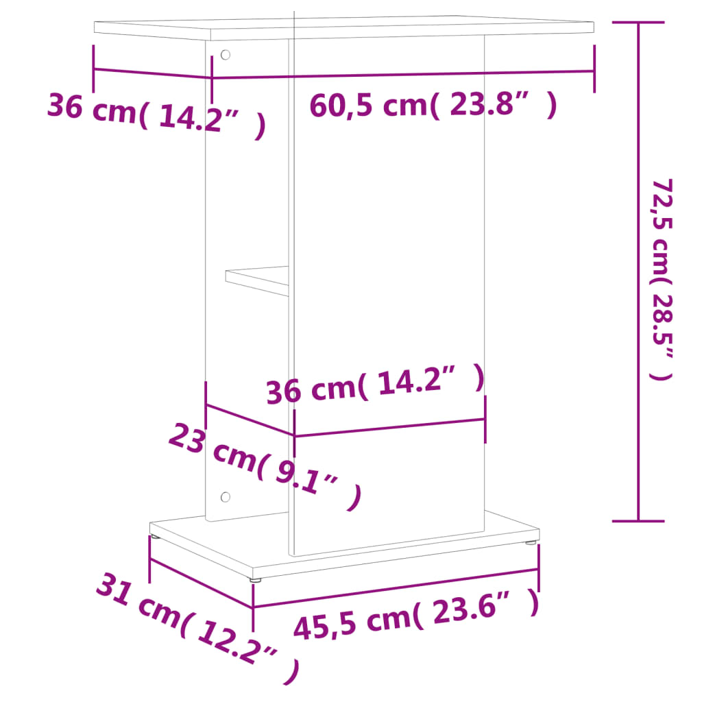 Aquariumständer Grau Sonoma 60,5x36x72,5 cm Holzwerkstoff