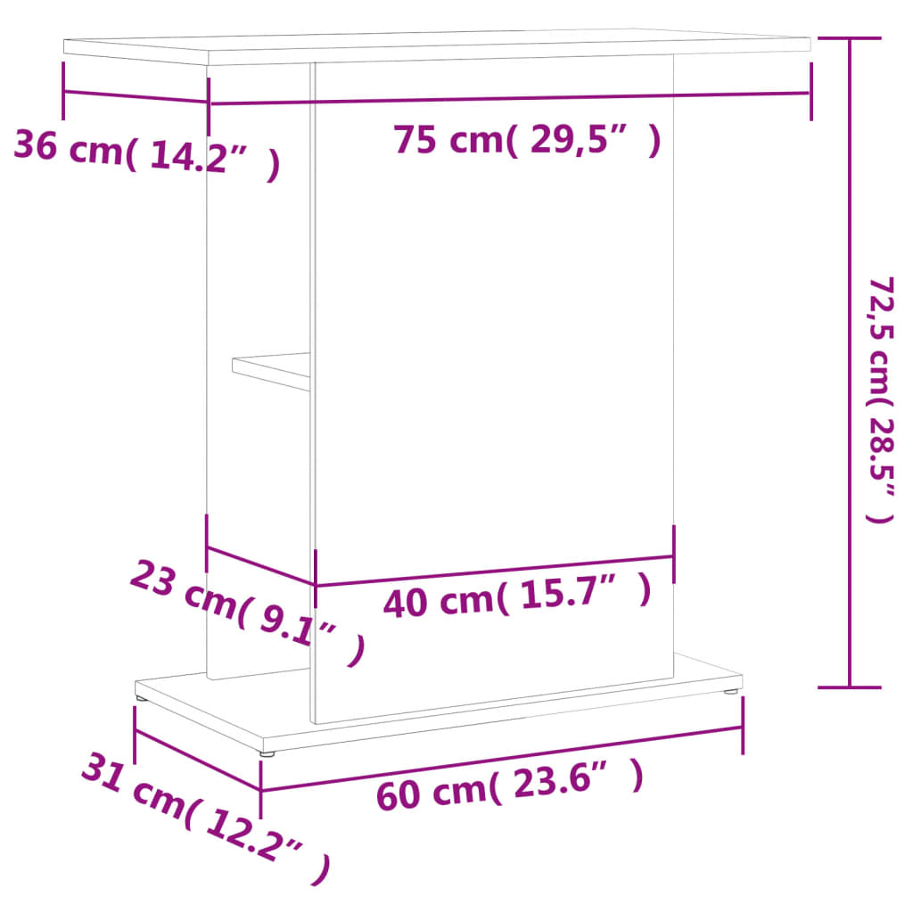 Aquariumständer Grau Sonoma 75x36x72,5 cm Holzwerkstoff