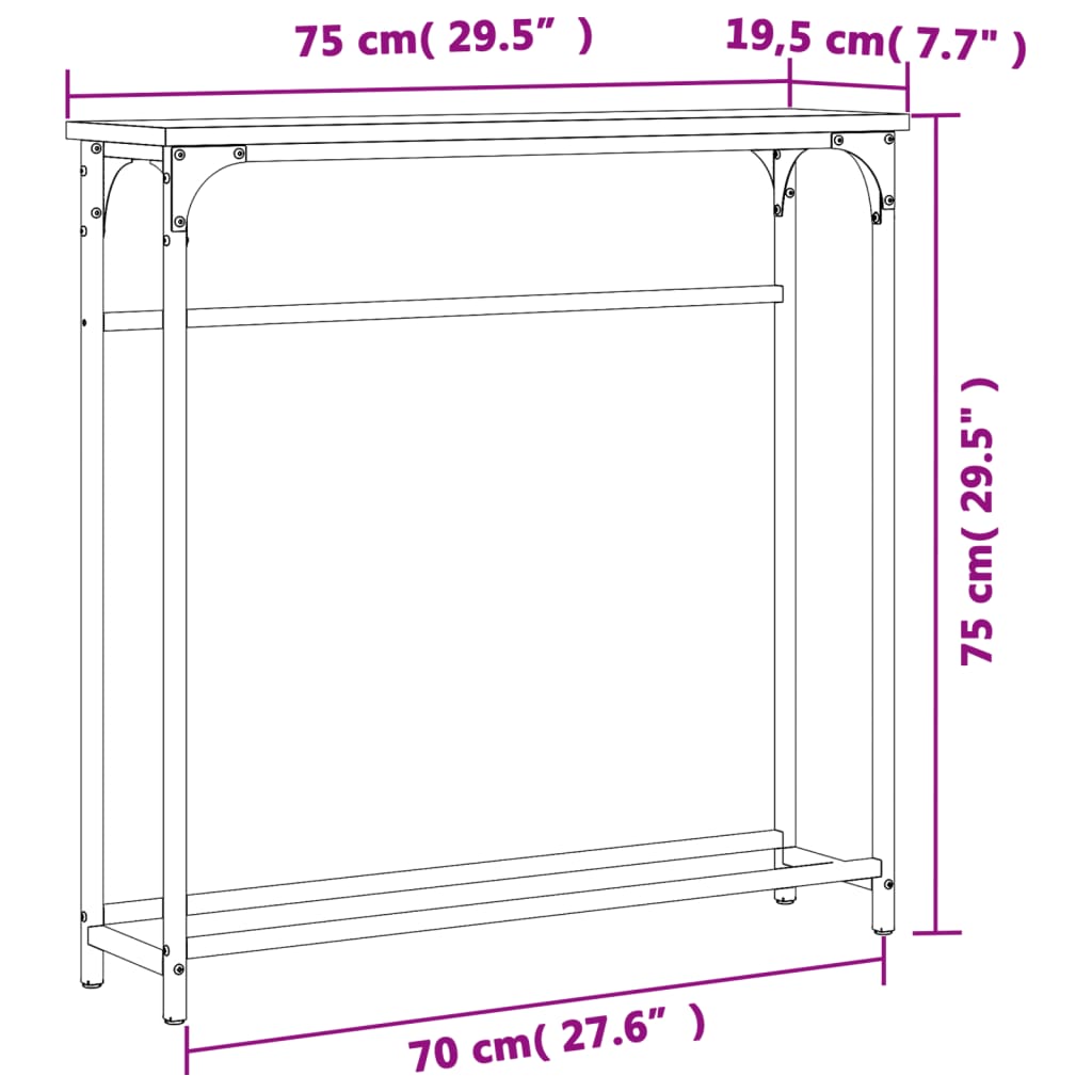 Konsolentisch Braun Eichen-Optik 75x19,5x75 cm Holzwerkstoff