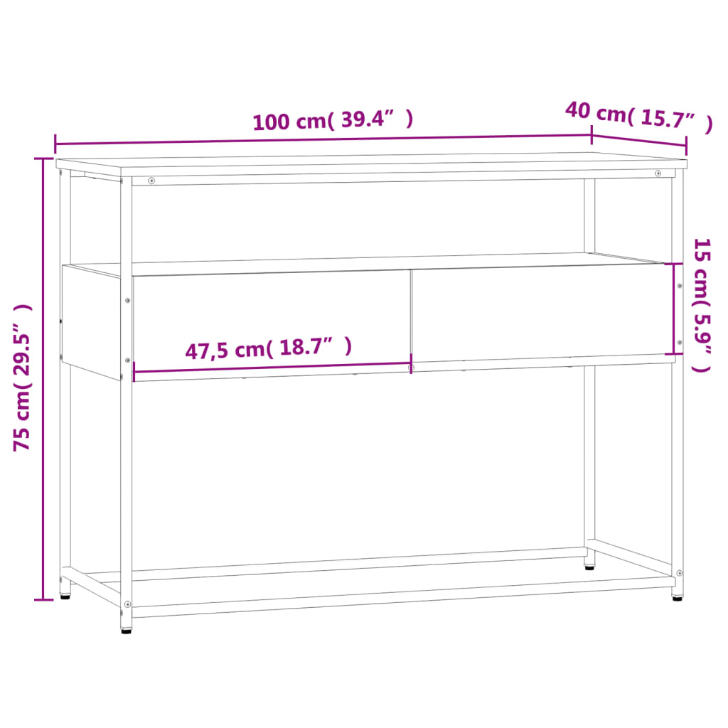 Konsolentisch Sonoma-Eiche 100x40x75 cm Holzwerkstoff