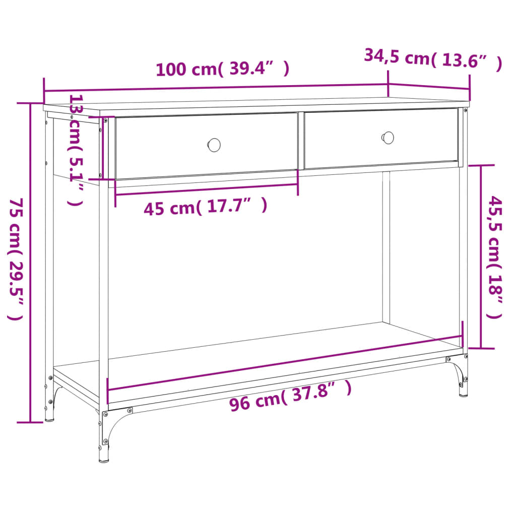 Konsolentisch Schwarz 100x34,5x75 cm Holzwerkstoff